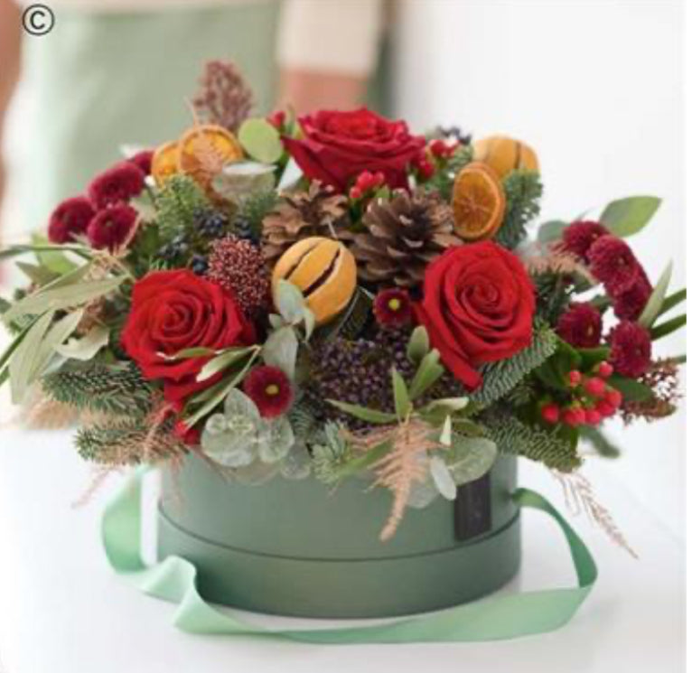 Christmas Hat Box Flowers - Large