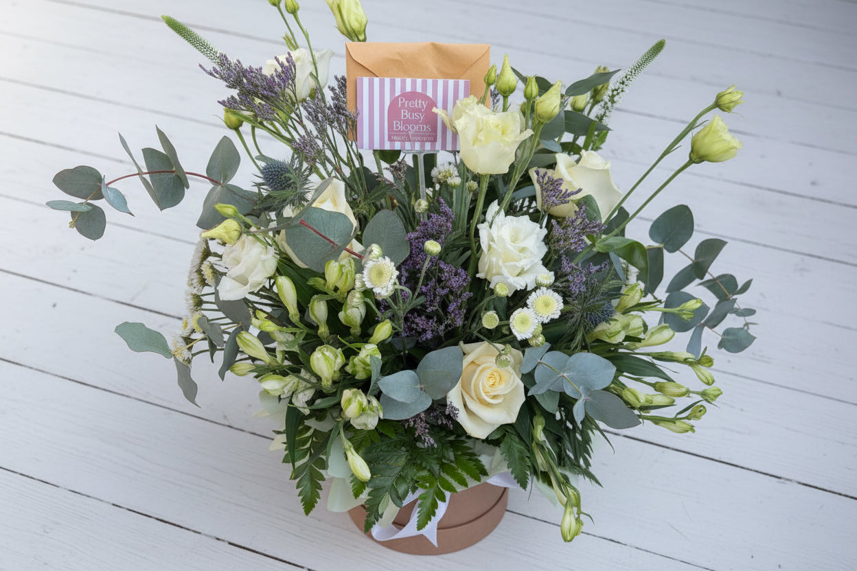 Classic Neutrals Hat Box Flowers