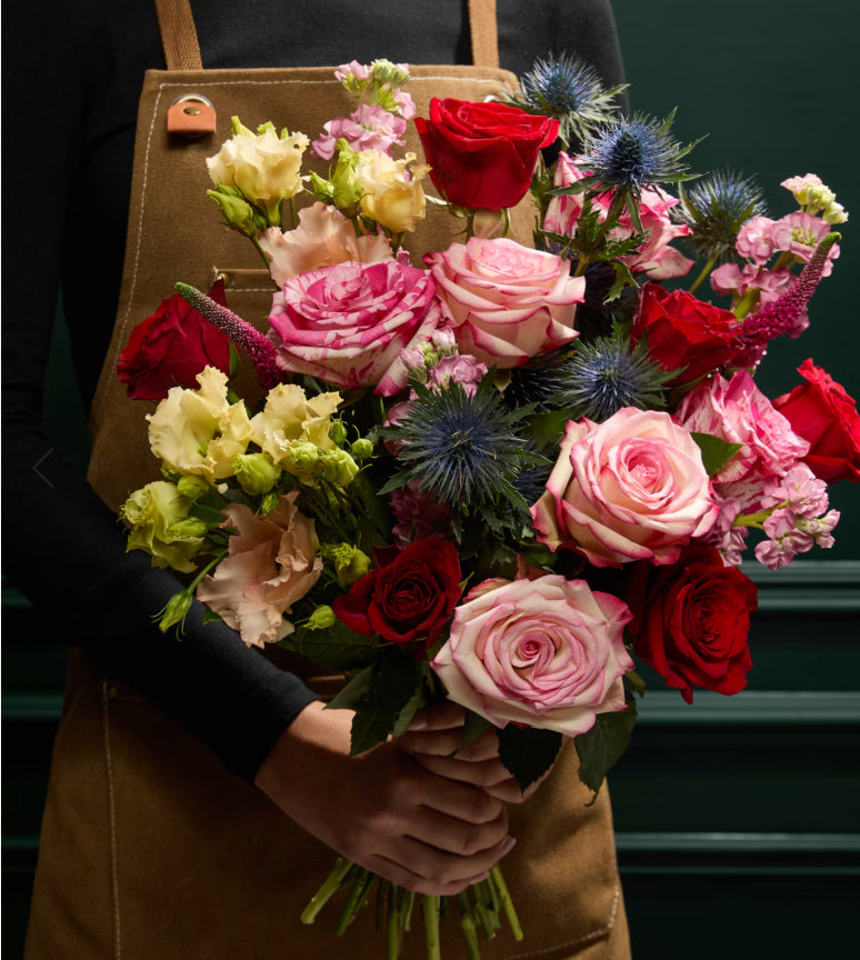 Classic Red and Pink Seasonal Hand tied Bouquet