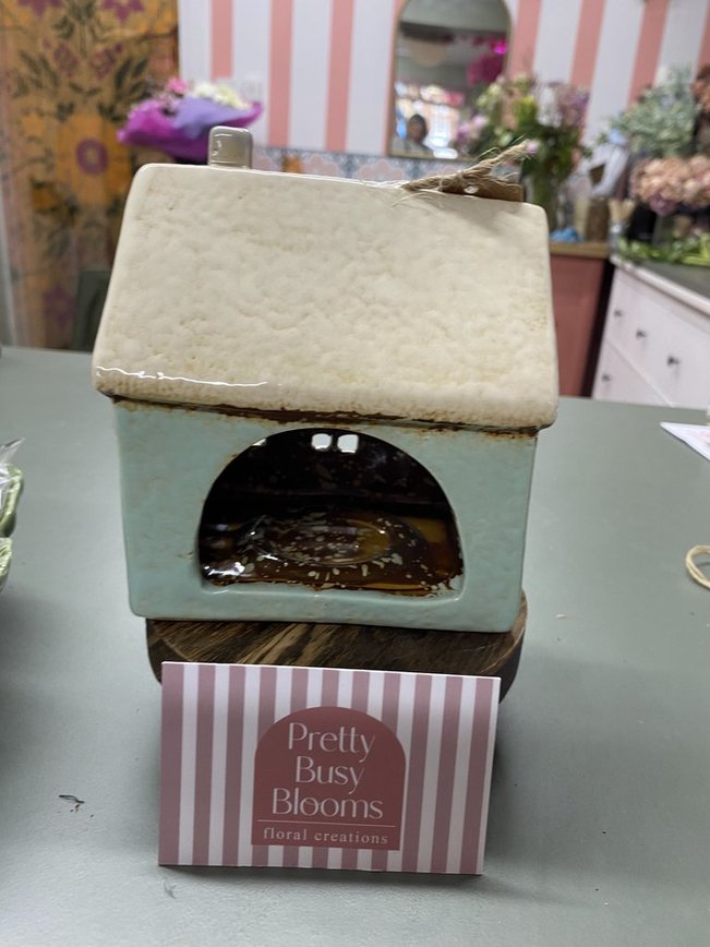 Village Pottery Blue Cottage Tealight Holder