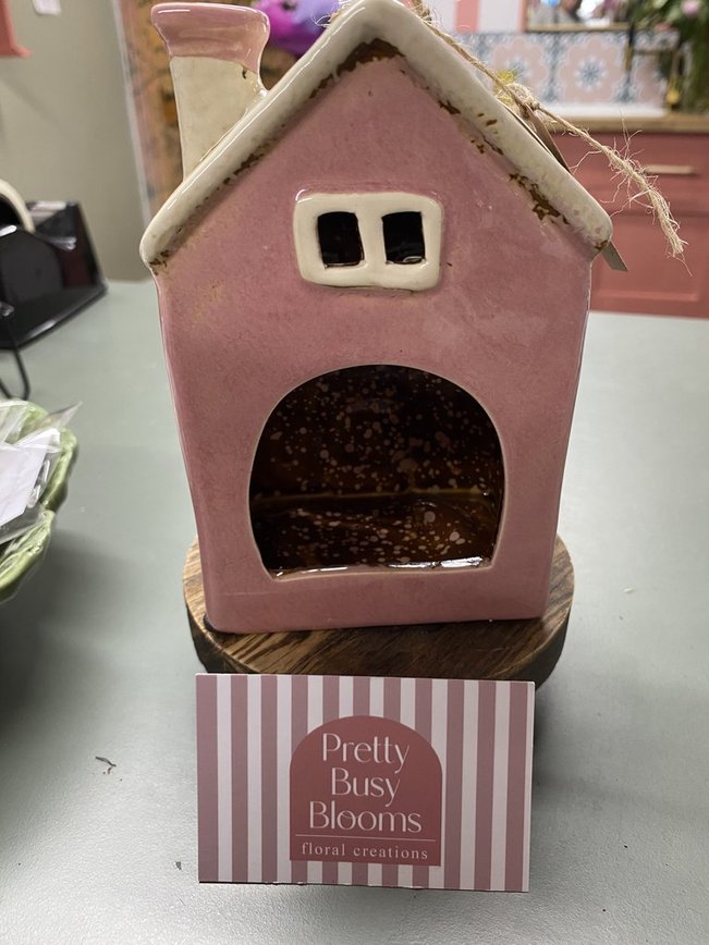 Village Pottery Pink Beach House Tea Light Holder