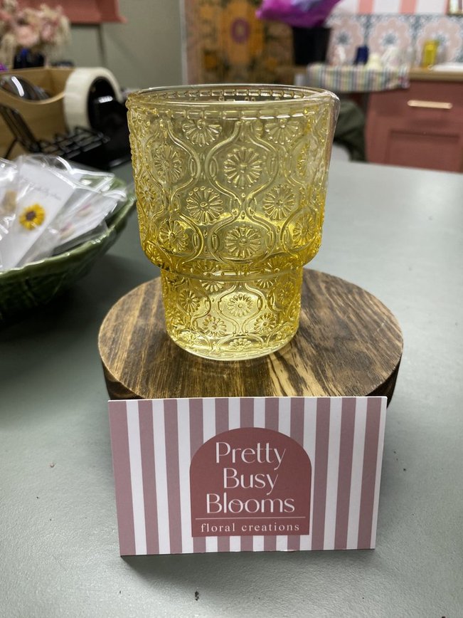 Glass Flower Tea Light Holder