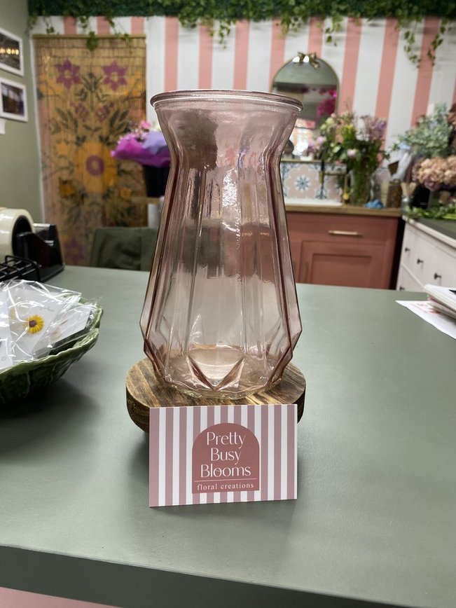 Pink Glass Flower Vase