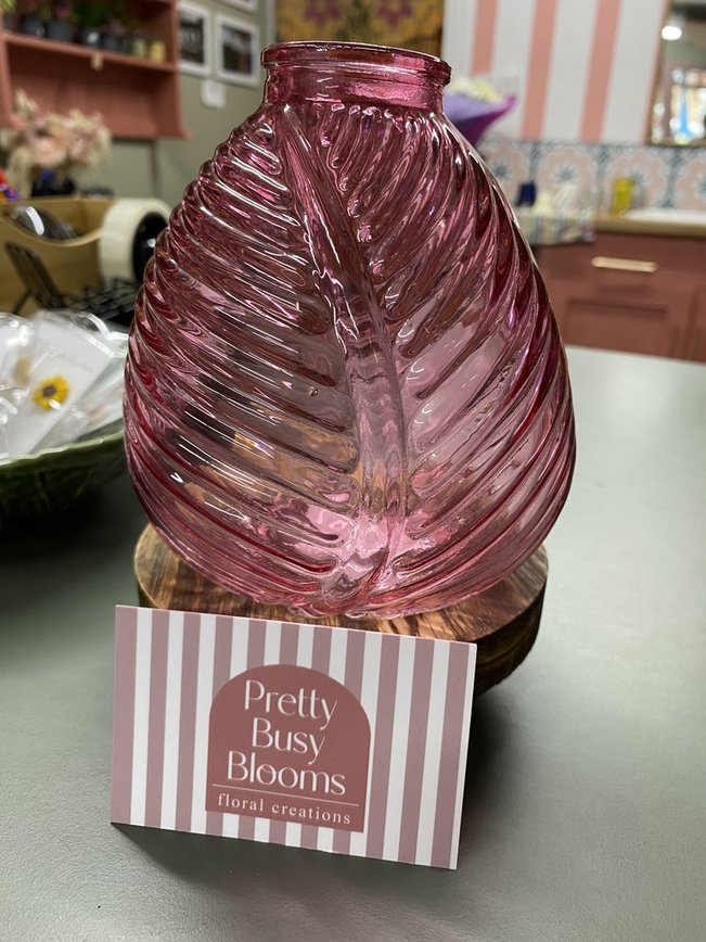 Leaf Shaped Glass Vase