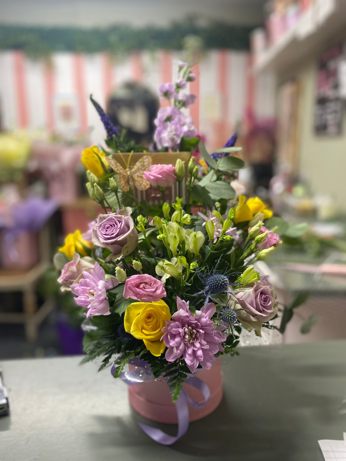 Pastel Hat Box Flowers