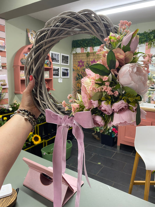 Peony Wicker Wreath