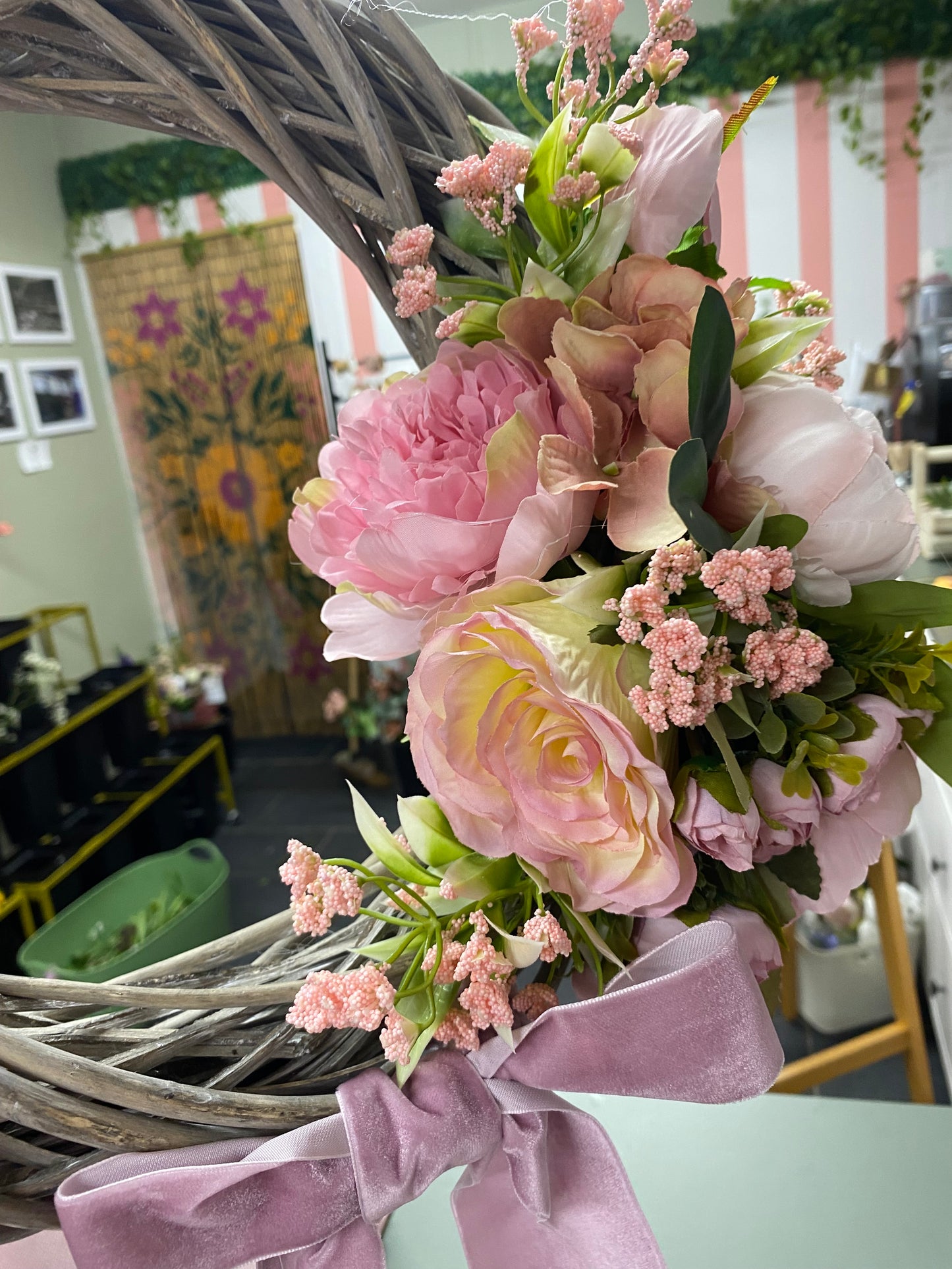 Peony Wicker Wreath