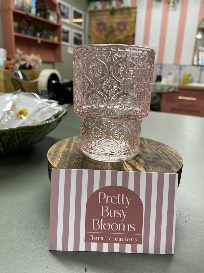 Glass Flower Tea Light Holder