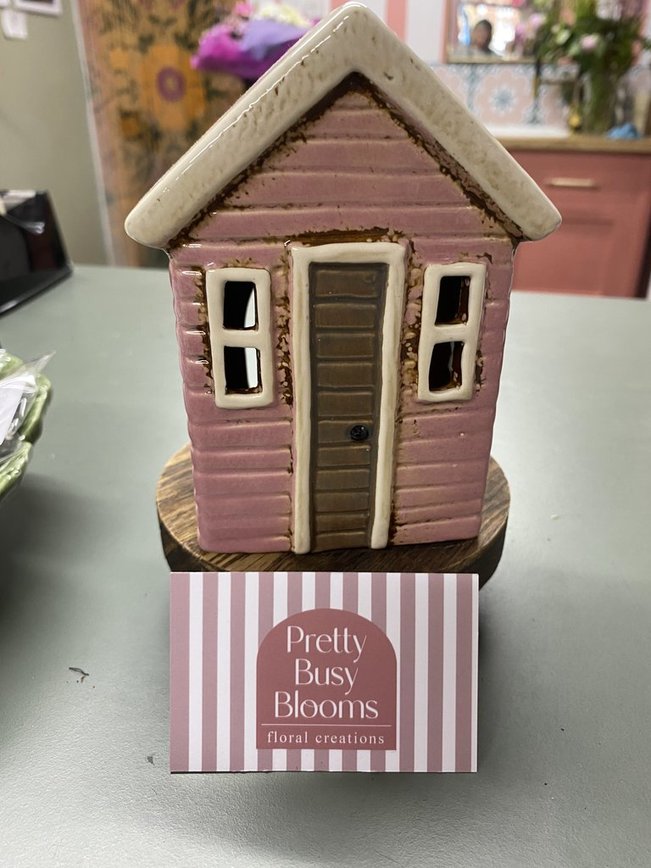 Village Pottery Pink Beach House Tea Light Holder