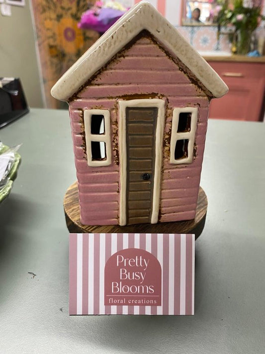 Village Pottery Pink Beach House Tea Light Holder
