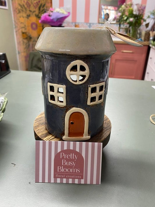 Village Pottery Round Blue Wax Melt House