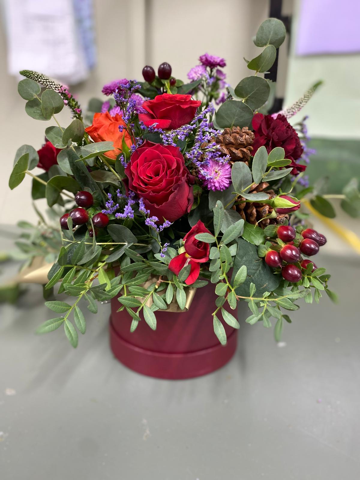 Bright and Beautiful Hat Box Flowers