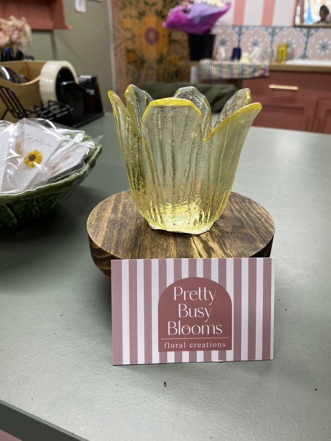 Glass Flower Tea Light Holder